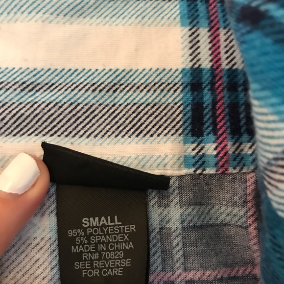 Rue21 White and Blue Button Down Flannel - Picture 4 of 4